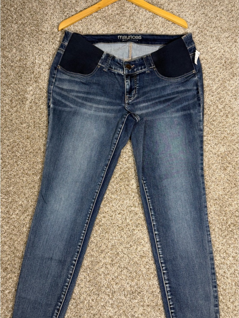 Maurices Maternity Skinny Jeans Size 12 Dark Wash Stretch Over Belly Panel NWT